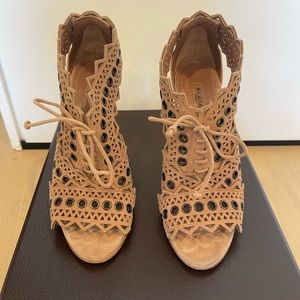 Alaia Laceup Sandal, Beige, Like-new condition
